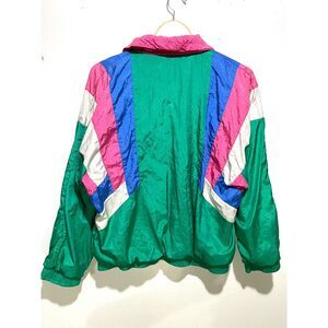 Casual Isle windbreaker jacket vtg colorblock colorful green 80's Y2K women's SP